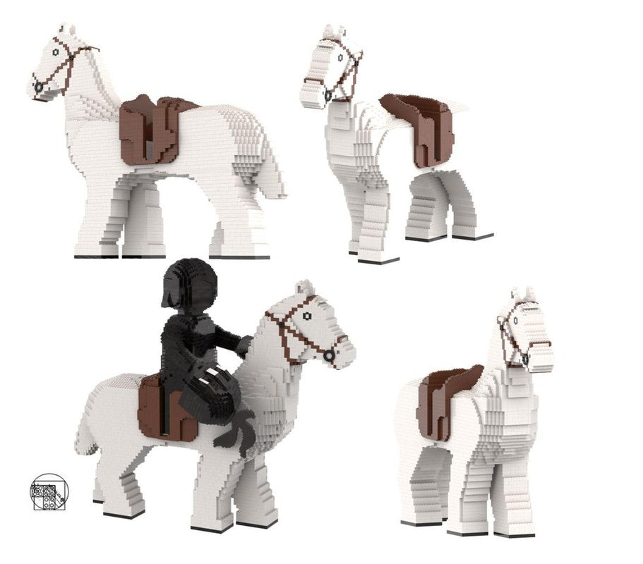 Maxi Figure White Horse With Brown Saddle