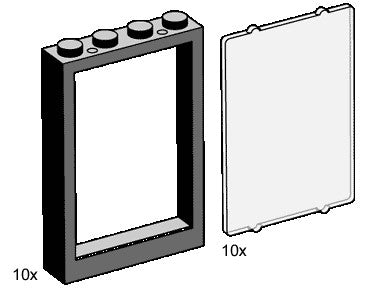 1 x 4 x 5 Black Window Frames with Clear Panes