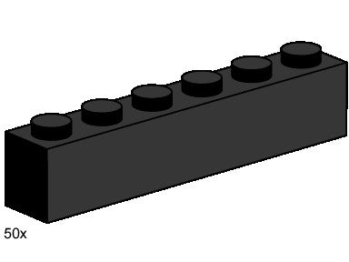 1 x 6 Black Bricks