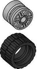 Small Wide Tire & Hub (Pack of 8 each)