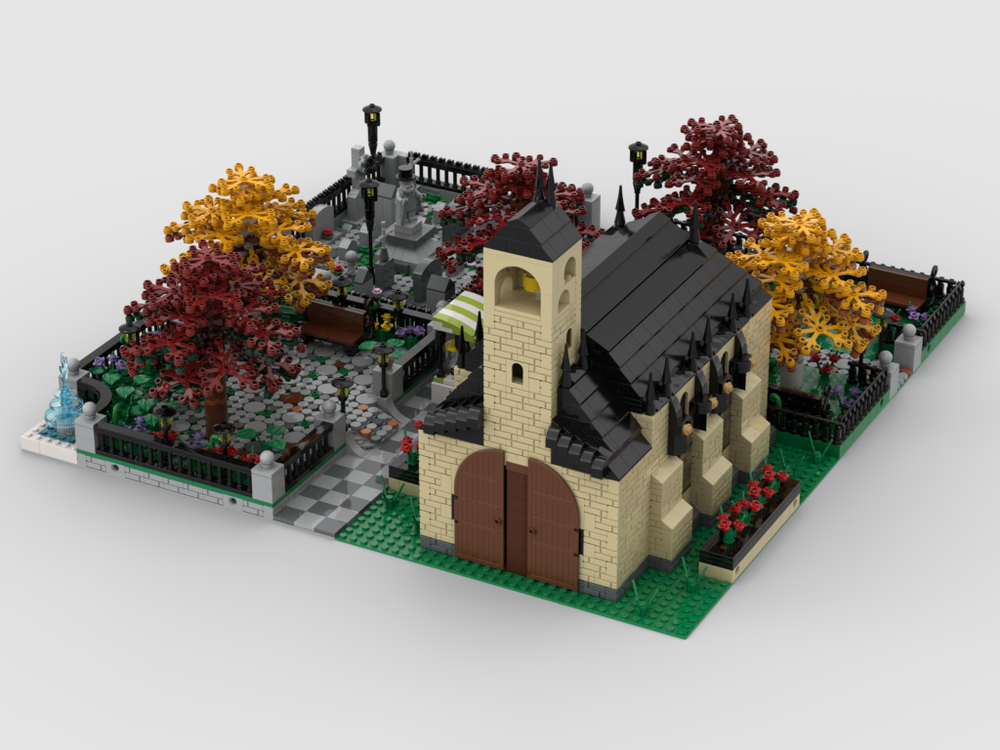 Modular Church With Cemetery | Build From 4 MOCs