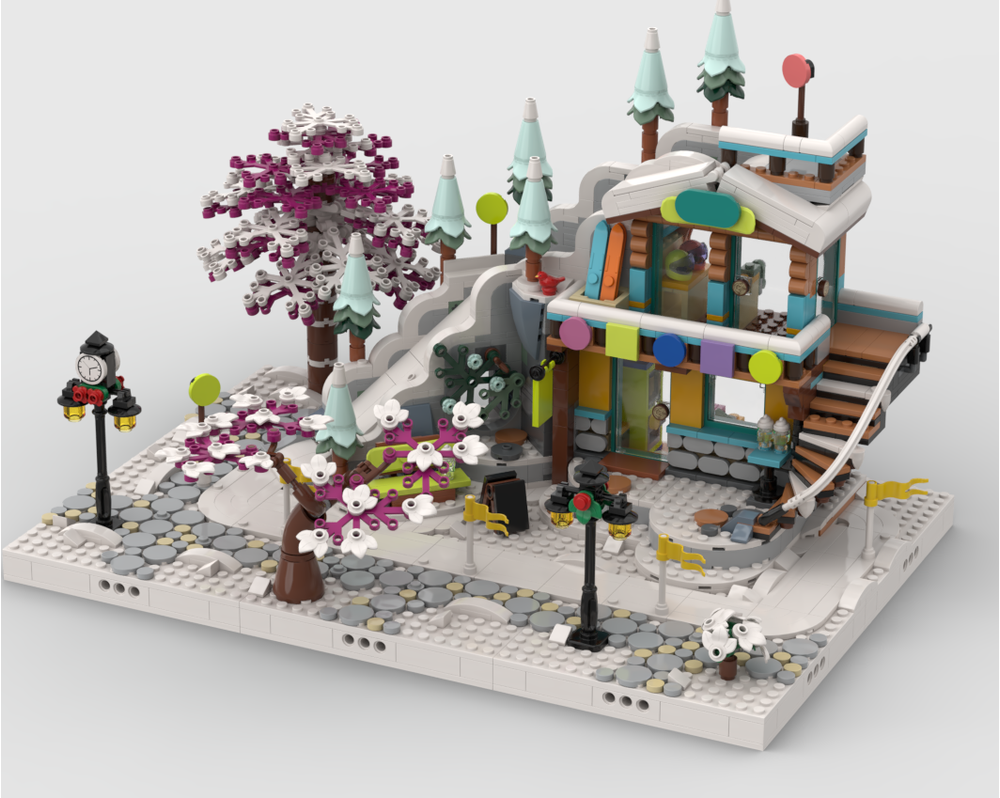 Winter Village - Display For Set 41756 - Holiday Ski Slope And Café