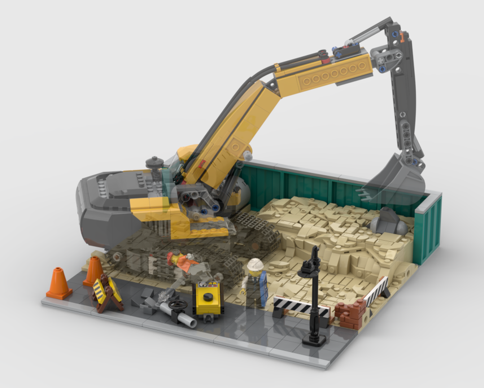Modular Construction Area - Display For Set 60420 Yellow Construction Excavator