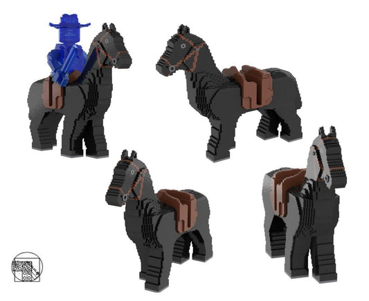 Maxi Figure Western Black Horse With Brown Saddle,