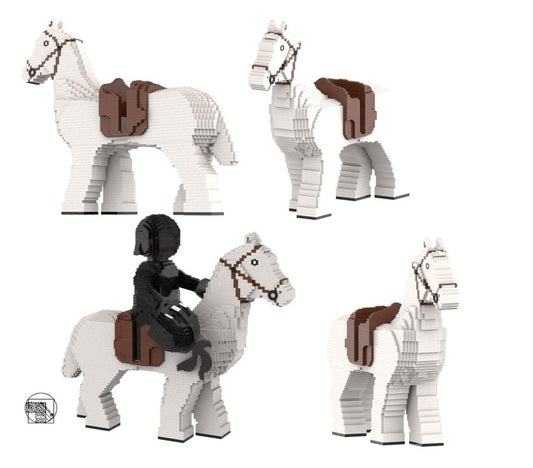 Maxi Figure White Horse With Brown Saddle