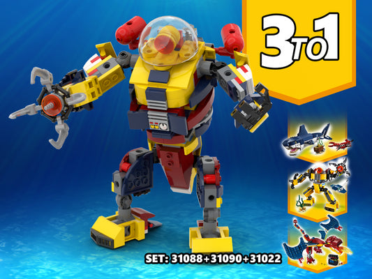 MOC-49368-1: 3 TO 1 Mega Robot Alternative Build | Build From Set 31090 + 31088 + 31102