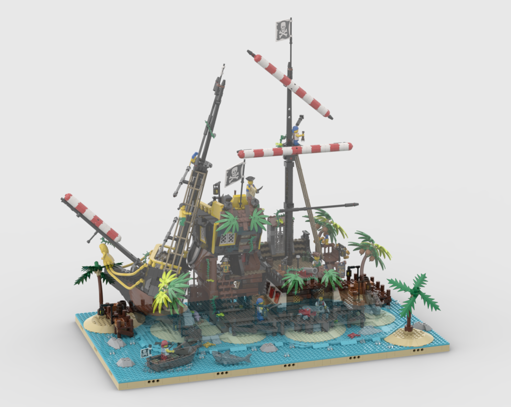 Pirates Diorama - Display For Set 21322 - Pirates Of Barracuda Bay