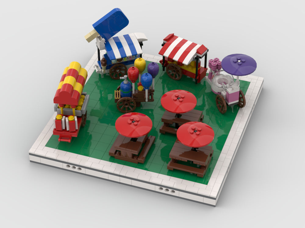 Dining Area And Food Stands For Modular Amusement Park