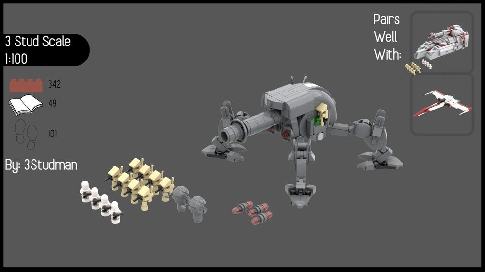 MOC-160249-1: 3 Stud Scale Proton Cannon