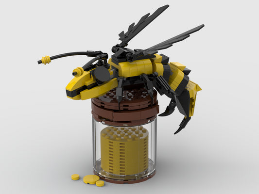 Bee On A Jar Of Honey