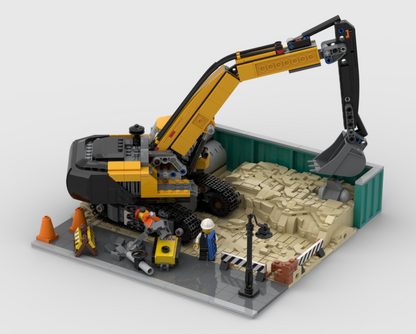 Modular Construction Area - Display For Set 60420 Yellow Construction Excavator