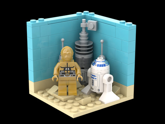 MOC-93289-1: R2D2 And C3PO Minifigure Stand