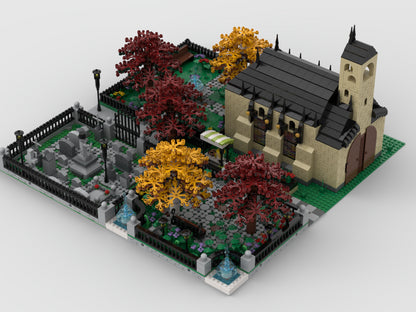 Modular Church With Cemetery | Build From 4 MOCs