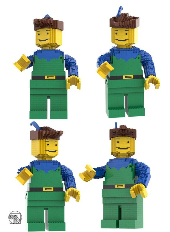 Maxi Figure Forestman, Brown Hat, Blue Plume And Blue-Green Torso, Blue Arm