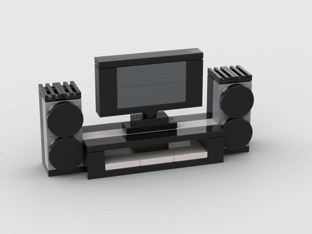 TV With Desk And Speakers