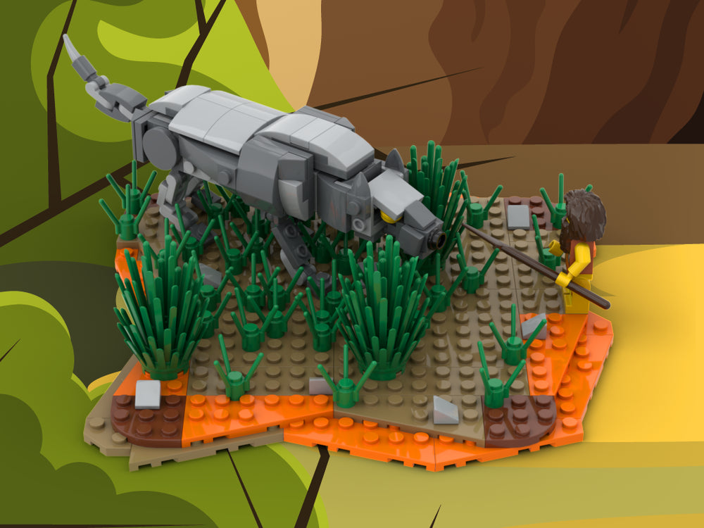 MOC-43826-1: Wolf Against A Man - Caveman