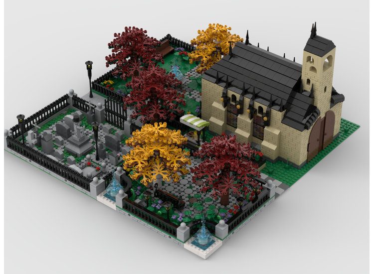 Modular Church With Cemetery | Build From 4 MOCs