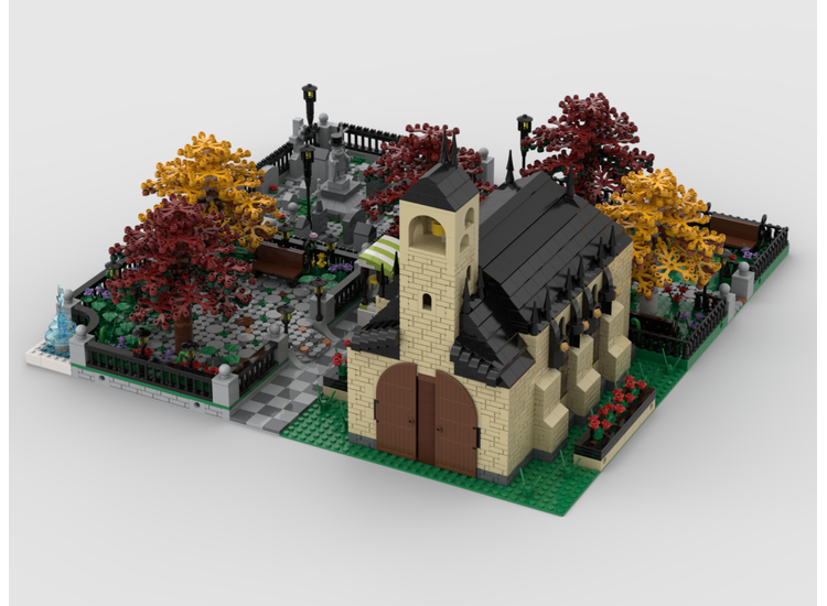 Modular Church With Cemetery | Build From 4 MOCs