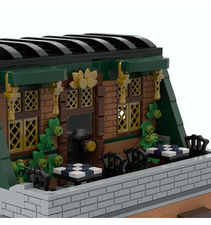 Corner Modular Building With Rooftop Restaurant