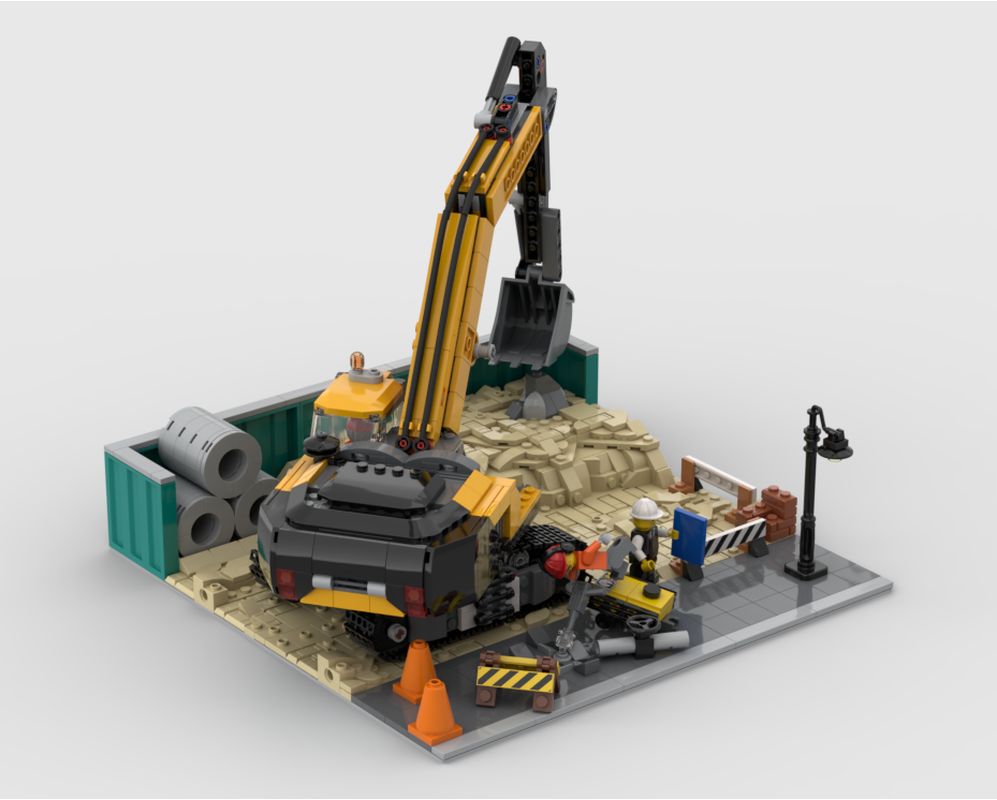 Modular Construction Area - Display For Set 60420 Yellow Construction Excavator