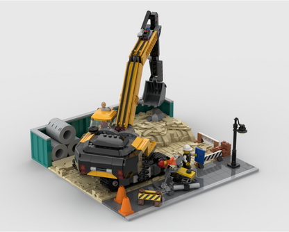 Modular Construction Area - Display For Set 60420 Yellow Construction Excavator