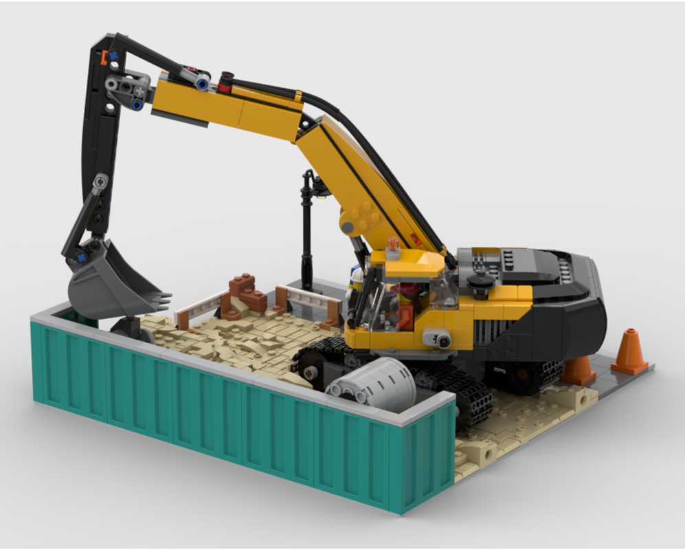 Modular Construction Area - Display For Set 60420 Yellow Construction Excavator