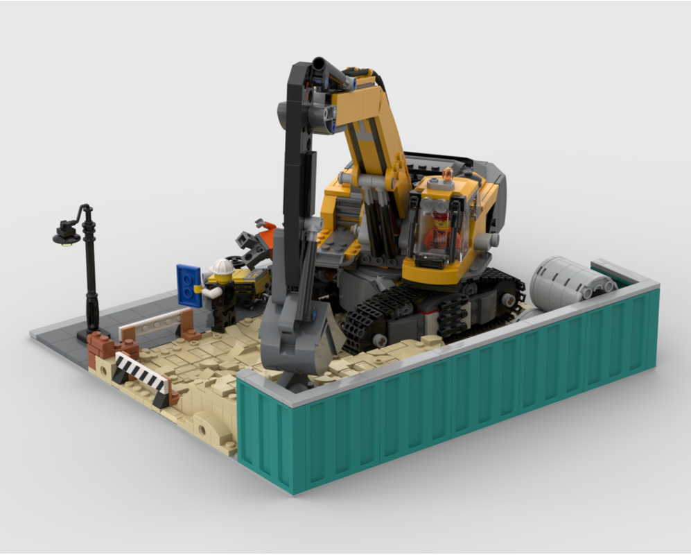 Modular Construction Area - Display For Set 60420 Yellow Construction Excavator