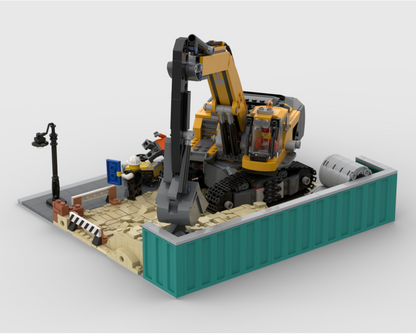 Modular Construction Area - Display For Set 60420 Yellow Construction Excavator