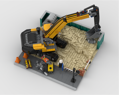 Modular Construction Area - Display For Set 60420 Yellow Construction Excavator