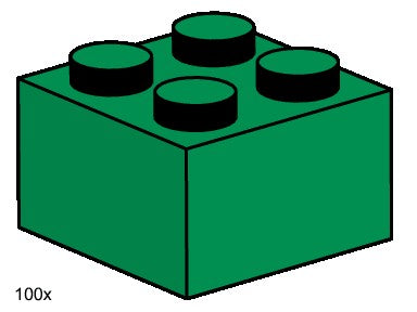 2 x 2 Dark Green Bricks