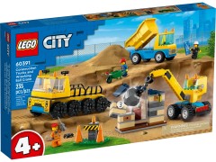 Construction Trucks and Wrecking Ball Crane
