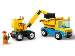 Construction Trucks and Wrecking Ball Crane